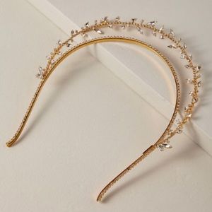 BHLDN Heart Crystal Headband / Wedding Tiara-gold